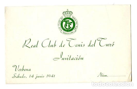 Coleccionismo deportivo: Invitaci&oacute;n Real Club Tenis del Tur&oacute; 1941 - Tenis