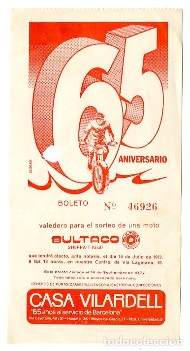 Coleccionismo deportivo: Entrada 65 Aniversario Bultaco / motociclismo 1972 - Motociclismo