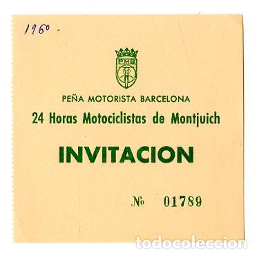 Coleccionismo deportivo: Invitaci&oacute;n Pe&ntilde;a Motorista 24h Motociclistas Montjuich 1960 - Motociclismo