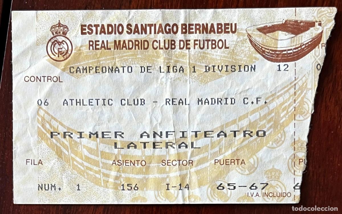 Coleccionismo deportivo: ENTRADA DE FUTBOL DEL ESTADIO SANTIAGO BERNABEU. ATHLECTIC CLUB - REAL MADRID. LIGA 1&ordf; DIVISI&Oacute;N