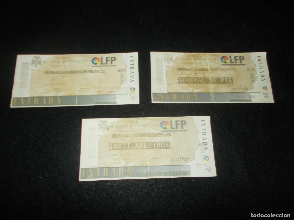 Coleccionismo deportivo: Lote de 3 ENTRADAS TENERIFE Partido Futbol Heliodoro Rodr&iacute;guez 1997-1999. Ver Fotos y Leer