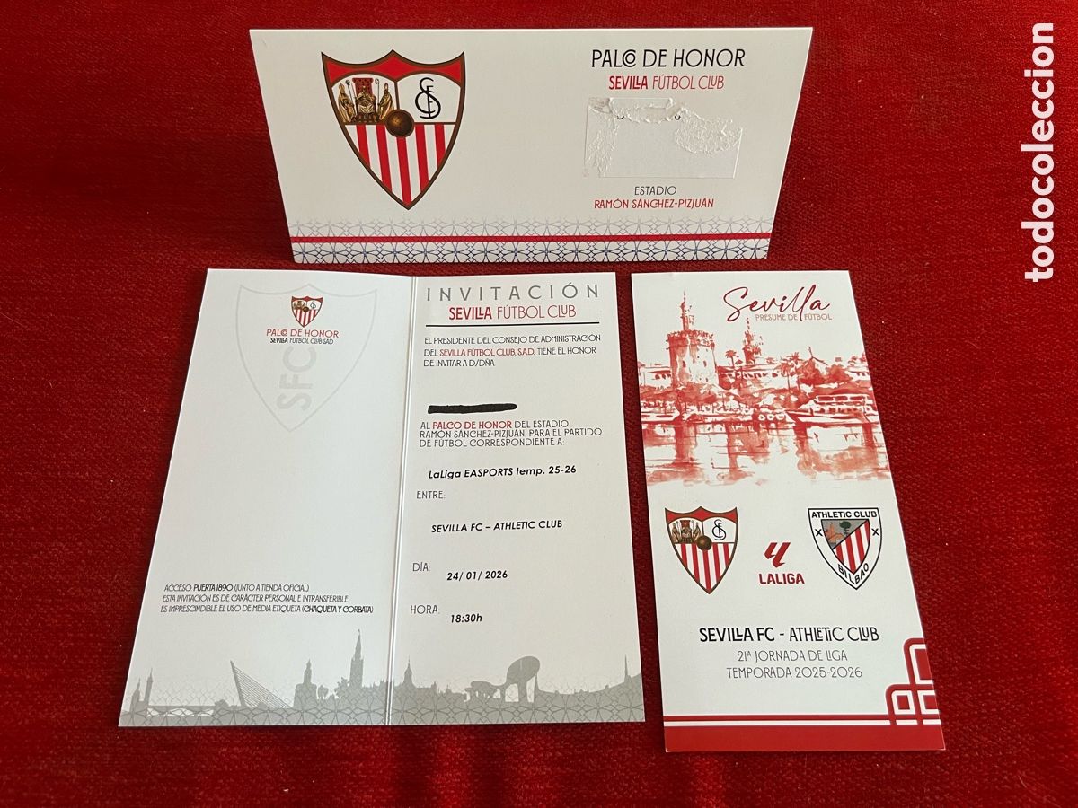 Sports collectibles: R31921 ENTRADA TICKET VIP PALCO SEVILLA 2-1 ATHLETIC BILBAO TEMPORADA 2025 2026 DEBUT ASIER HIERRO