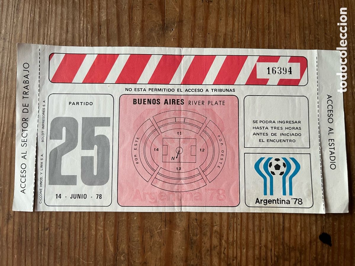 Coleccionismo deportivo: R31931 ENTRADA TICKET MUNDIAL FUTBOL ARGENTINA 1978 ITALIA ALEMANIA (14-6-1978) MATCH 25