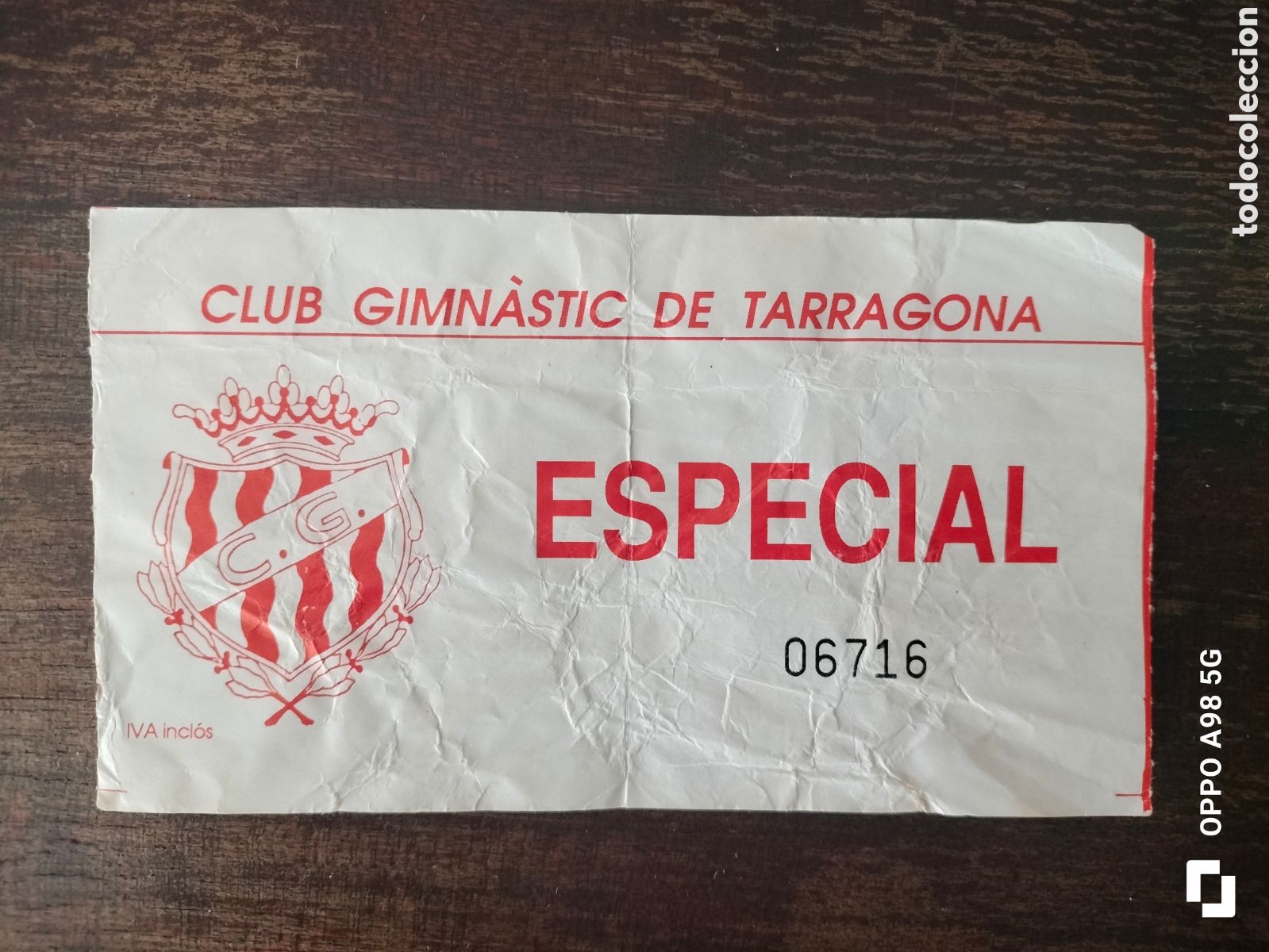 Coleccionismo deportivo: Entrada especial Club Gimn&agrave;stic de Tarragona publicidad Pryca