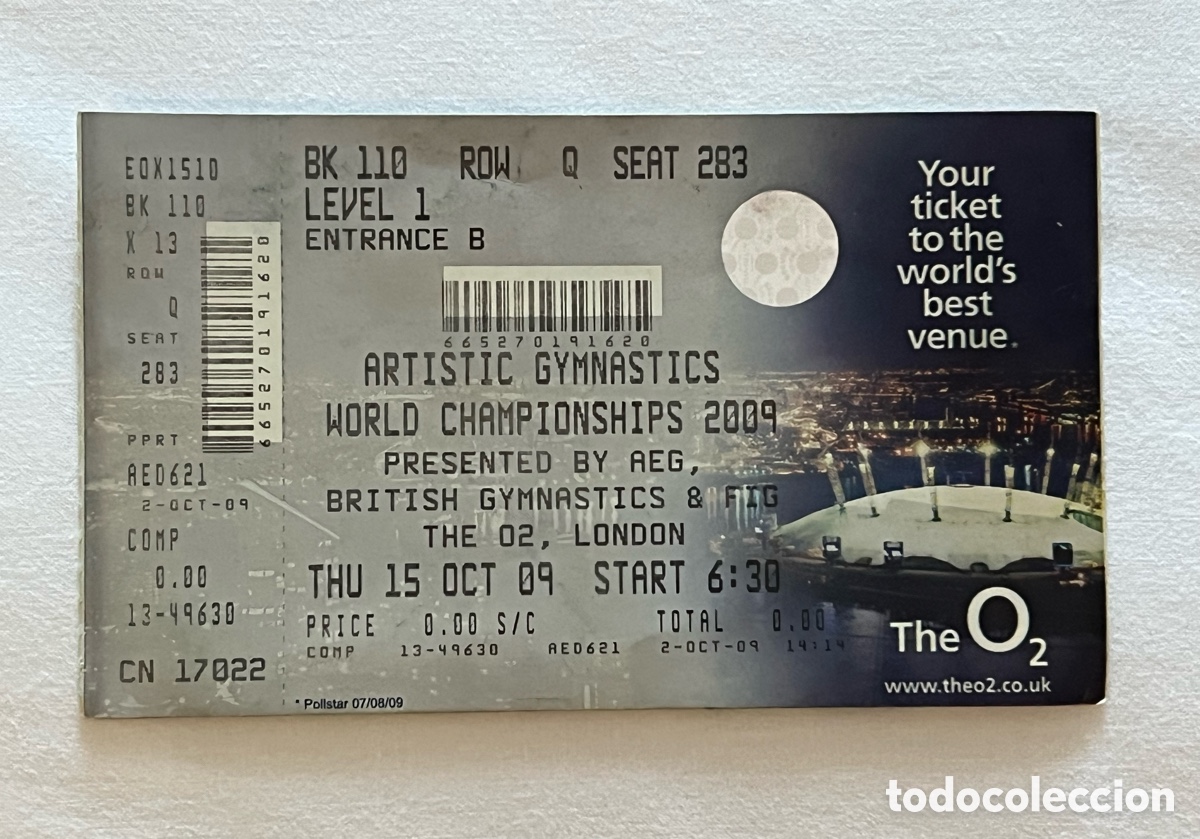 Coleccionismo deportivo: LONDRES. Artistic Gymnastics World Championships. were held at The O2 Arena in London (a.2009)