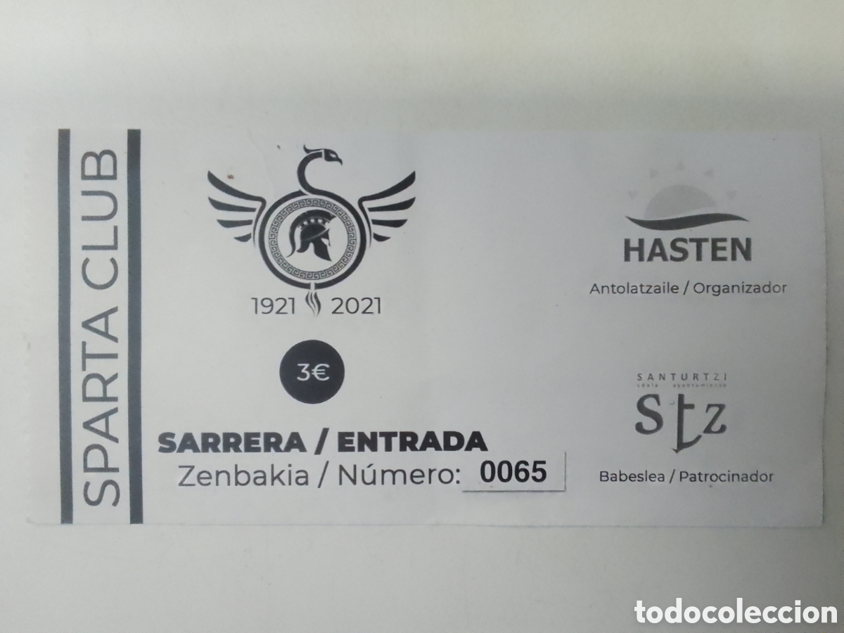 Coleccionismo deportivo: Entrada Centenario Sparta Club.