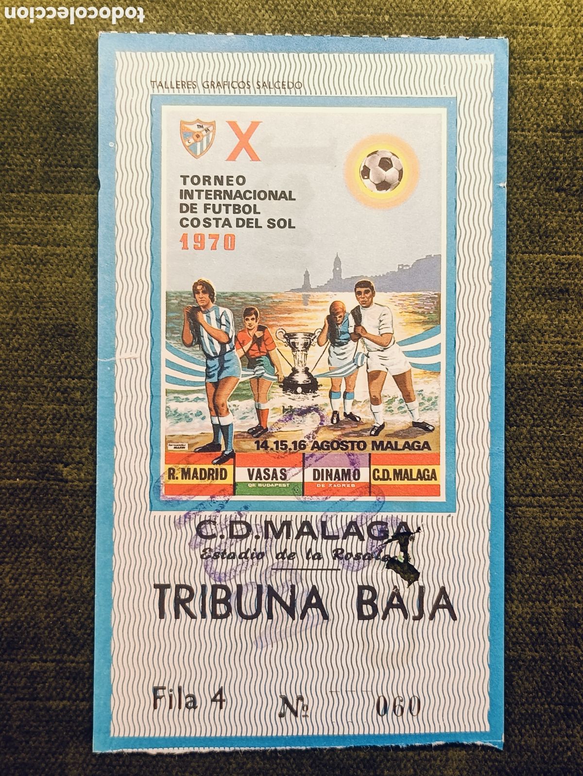 Coleccionismo deportivo: ENTRADA X TORNEO INTERNACIONAL DE FUTBOL COSTA DEL SOL . A&Ntilde;O 1970. MALAGA
