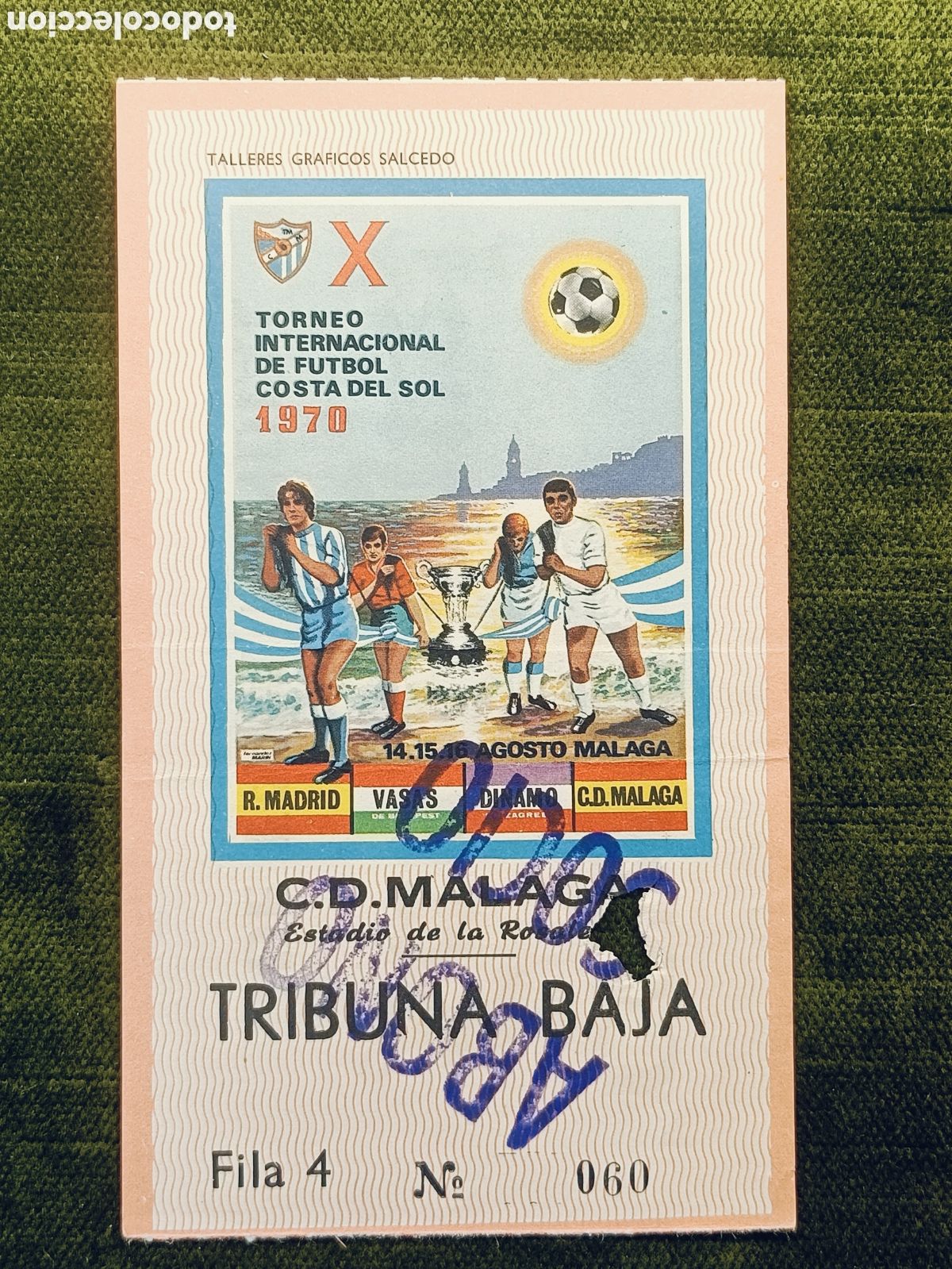 Coleccionismo deportivo: ENTRADA X TORNEO INTERNACIONAL DE FUTBOL COSTA DEL SOL . A&Ntilde;O 1970. MALAGA