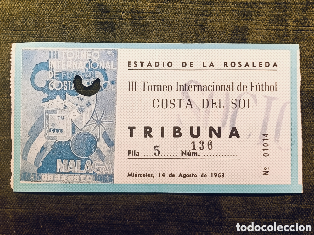 Coleccionismo deportivo: ENTRADA IIl TORNEO INTERNACIONAL DE FUTBOL COSTA DEL SOL . A&Ntilde;O 1963. MALAGA