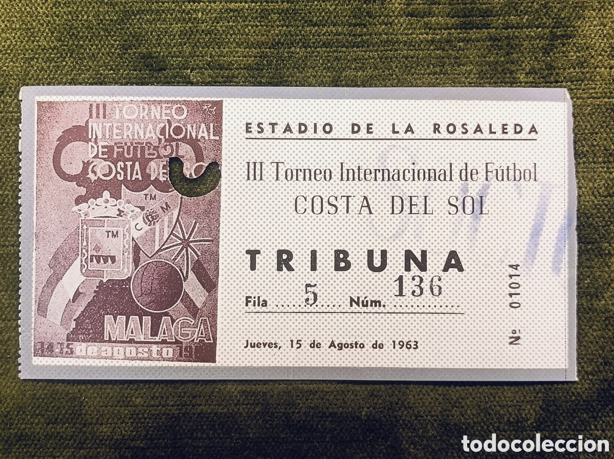 Coleccionismo deportivo: ENTRADA IIl TORNEO INTERNACIONAL DE FUTBOL COSTA DEL SOL . A&Ntilde;O 1963. MALAGA