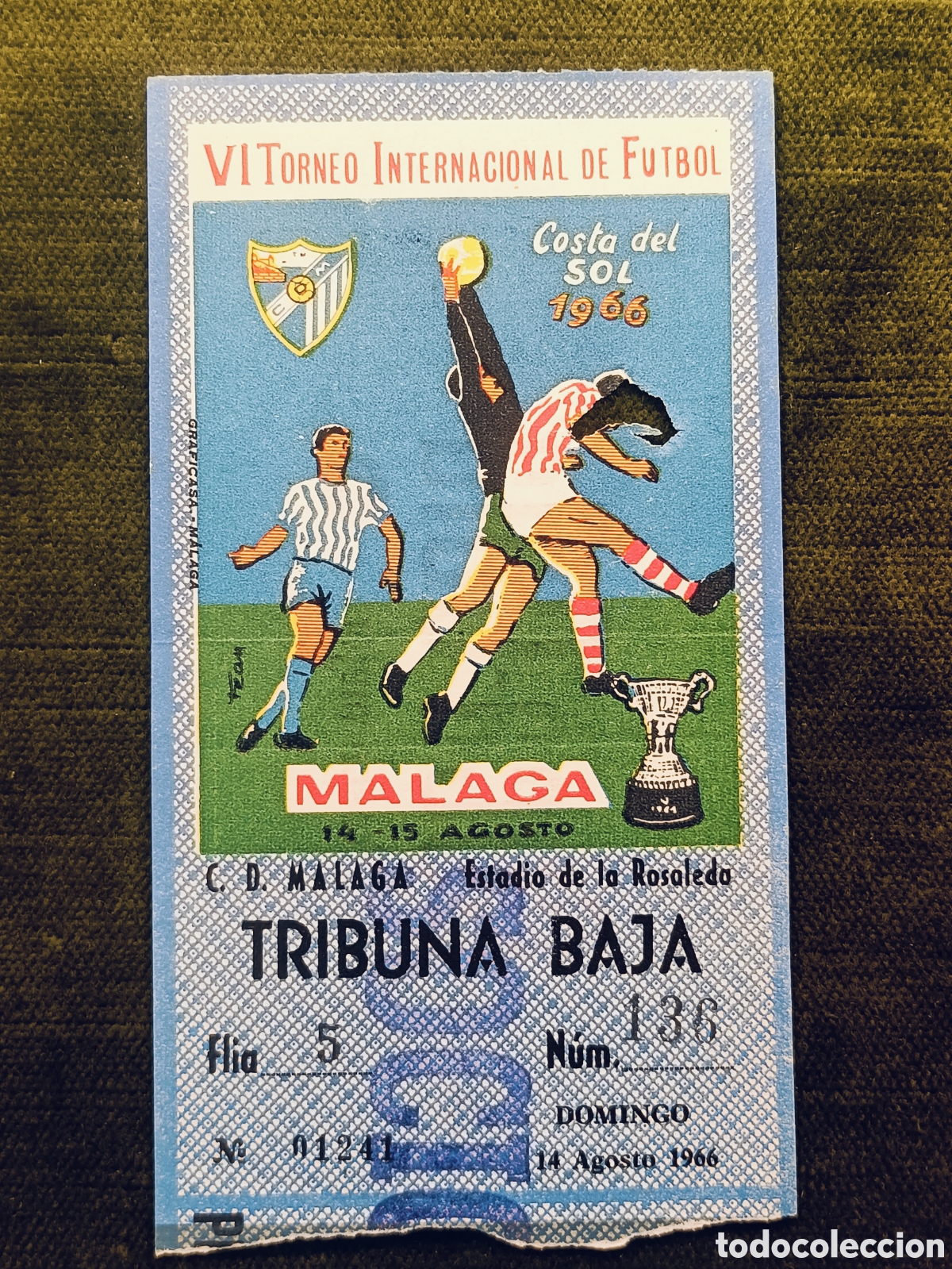 Coleccionismo deportivo: ENTRADA VI TORNEO INTERNACIONAL DE FUTBOL COSTA DEL SOL . A&Ntilde;O 1966. MALAGA