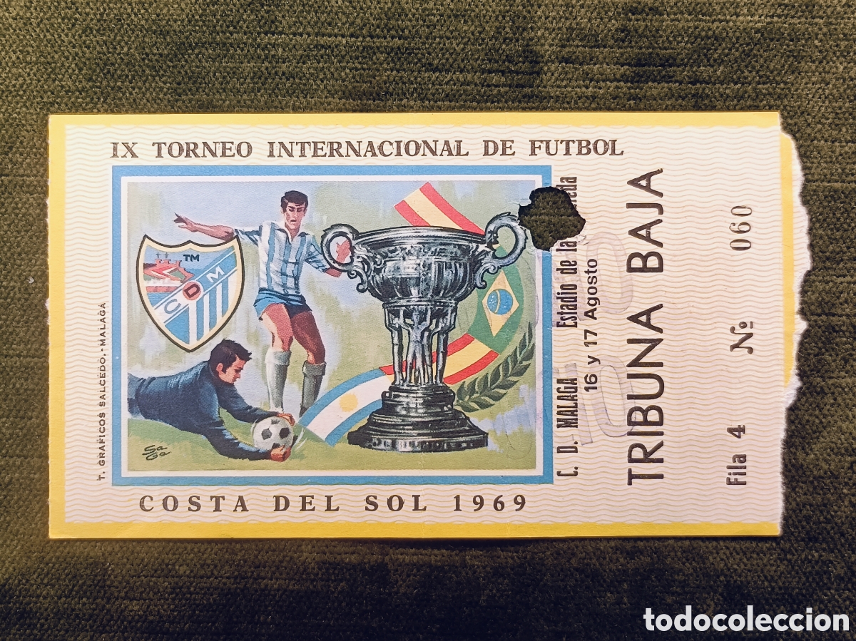 Coleccionismo deportivo: ENTRADA IX TORNEO INTERNACIONAL DE FUTBOL COSTA DEL SOL . A&Ntilde;O 1969. MALAGA