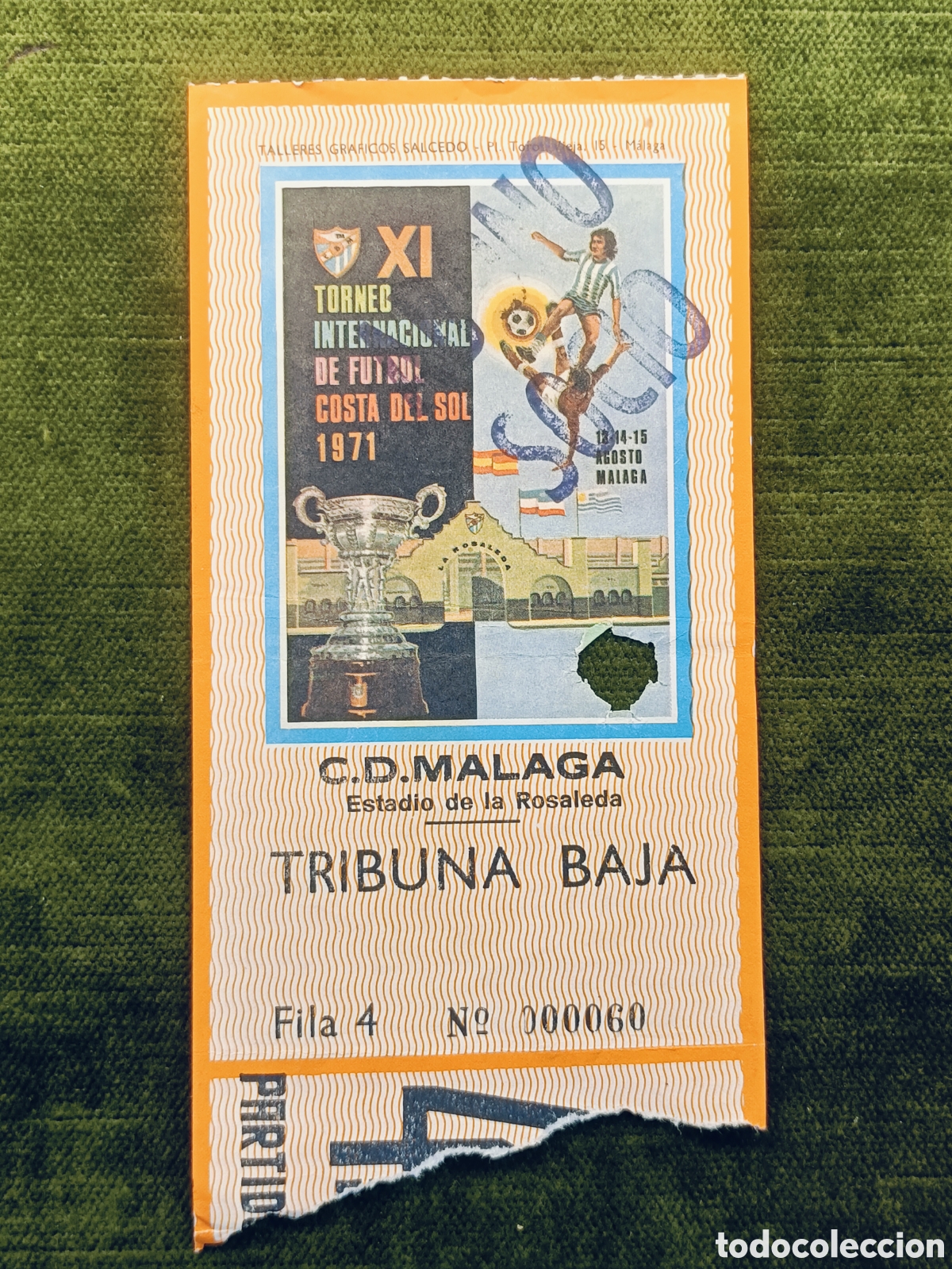 Coleccionismo deportivo: ENTRADA XI TORNEO INTERNACIONAL DE FUTBOL COSTA DEL SOL . A&Ntilde;O 1971. MALAGA