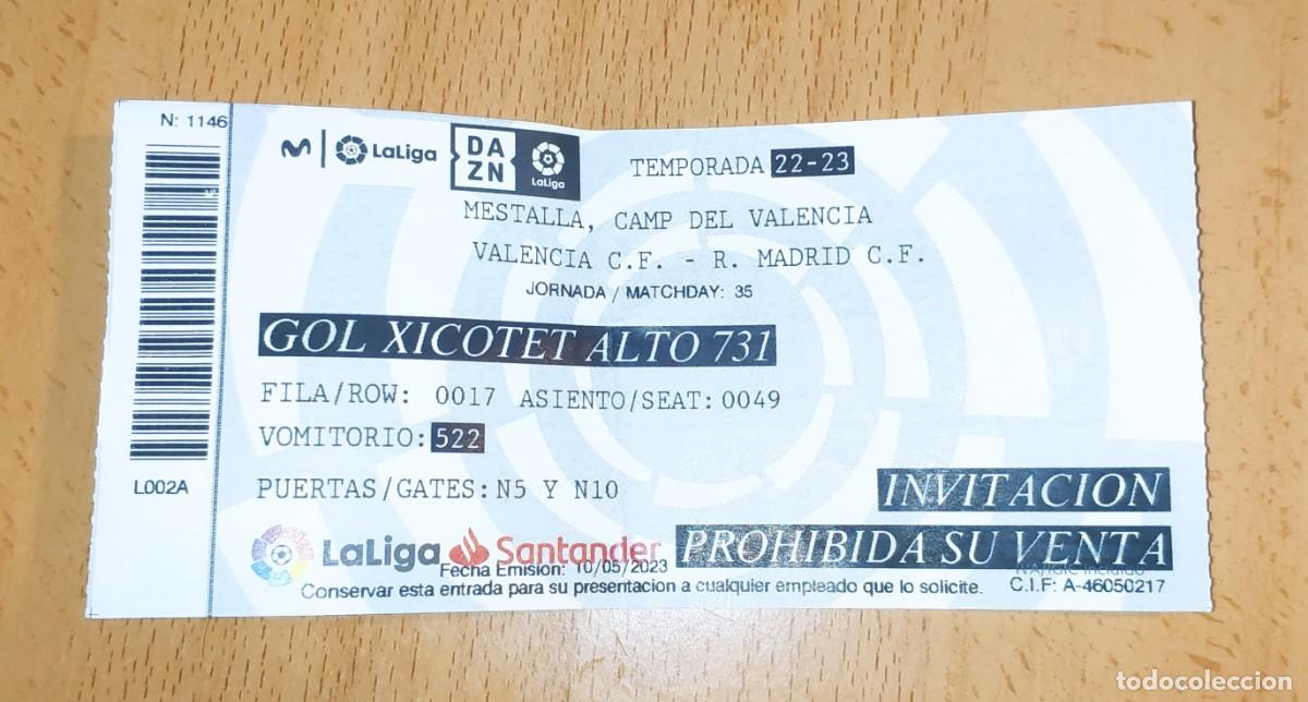 Coleccionismo deportivo: Entrada Valencia-Real Madrid 2022-2023 Vinicius expulsado