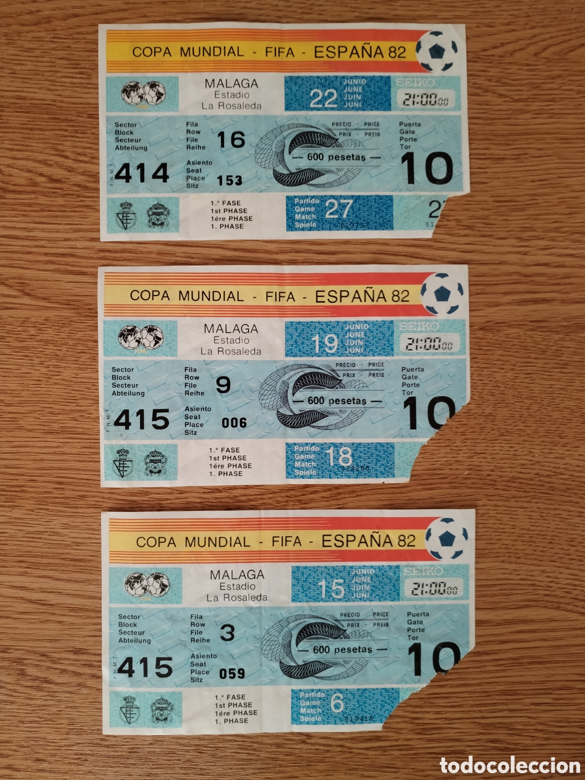Coleccionismo deportivo: Entradas Espa&ntilde;a 82 La Rosaleda