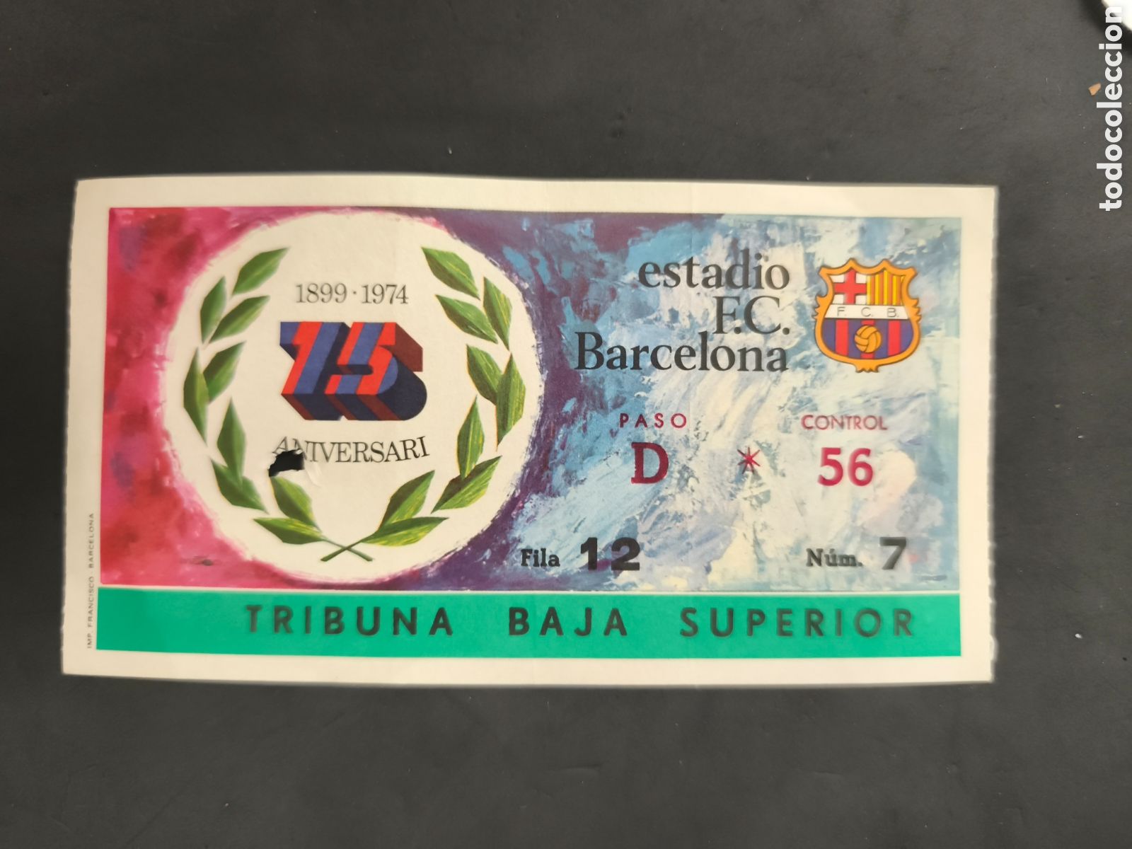 Coleccionismo deportivo: ENTRADA CLUB DE FUTBOL BARCELONA 75 ANIVERSARIO - TRIBUNA BAJA SUPERIOR