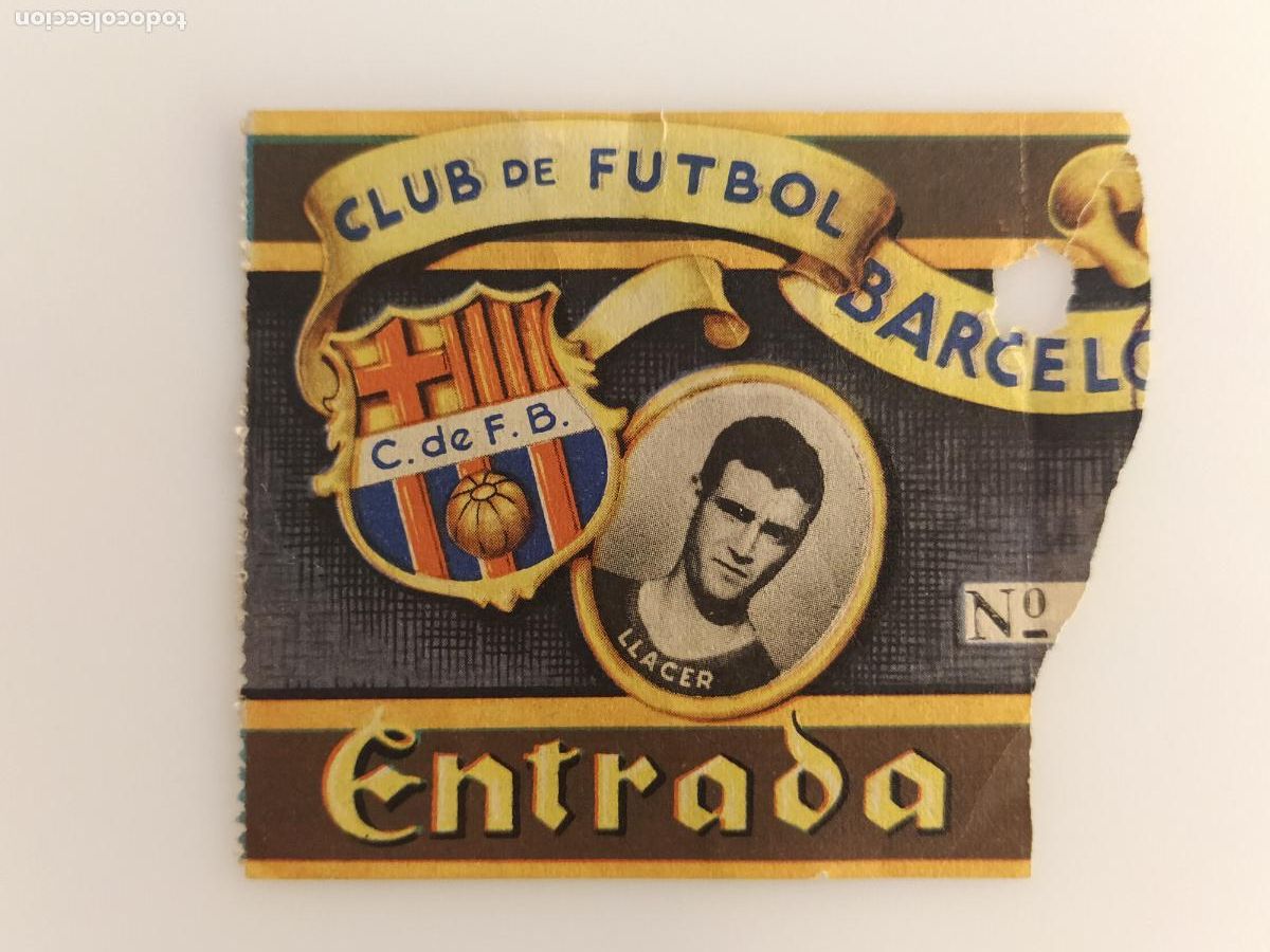 Coleccionismo deportivo: FC BARCELONA - LLACER - ENTRADA DE FUTBOL ANTIGUA -VER FOTOS-(116.406)