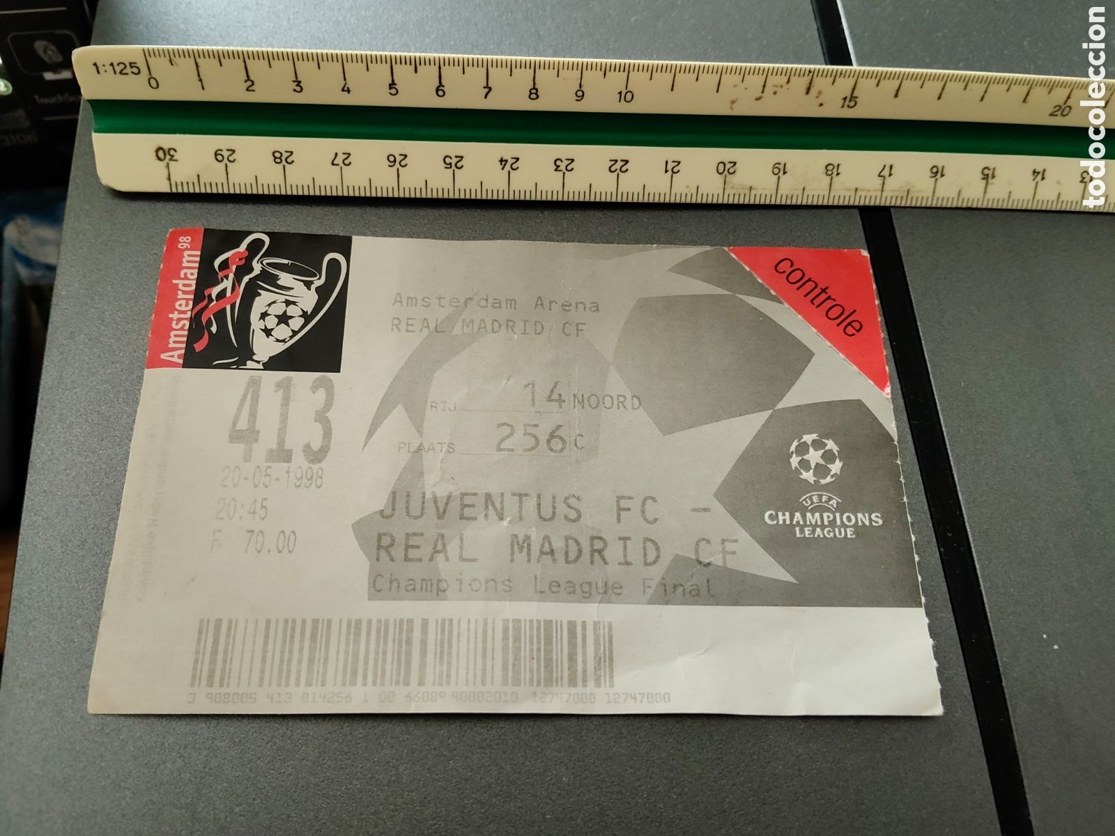 Coleccionismo deportivo: Ticket entrada a partido final Champions league futbol a&ntilde;o 1998 Real Madrid Juventus