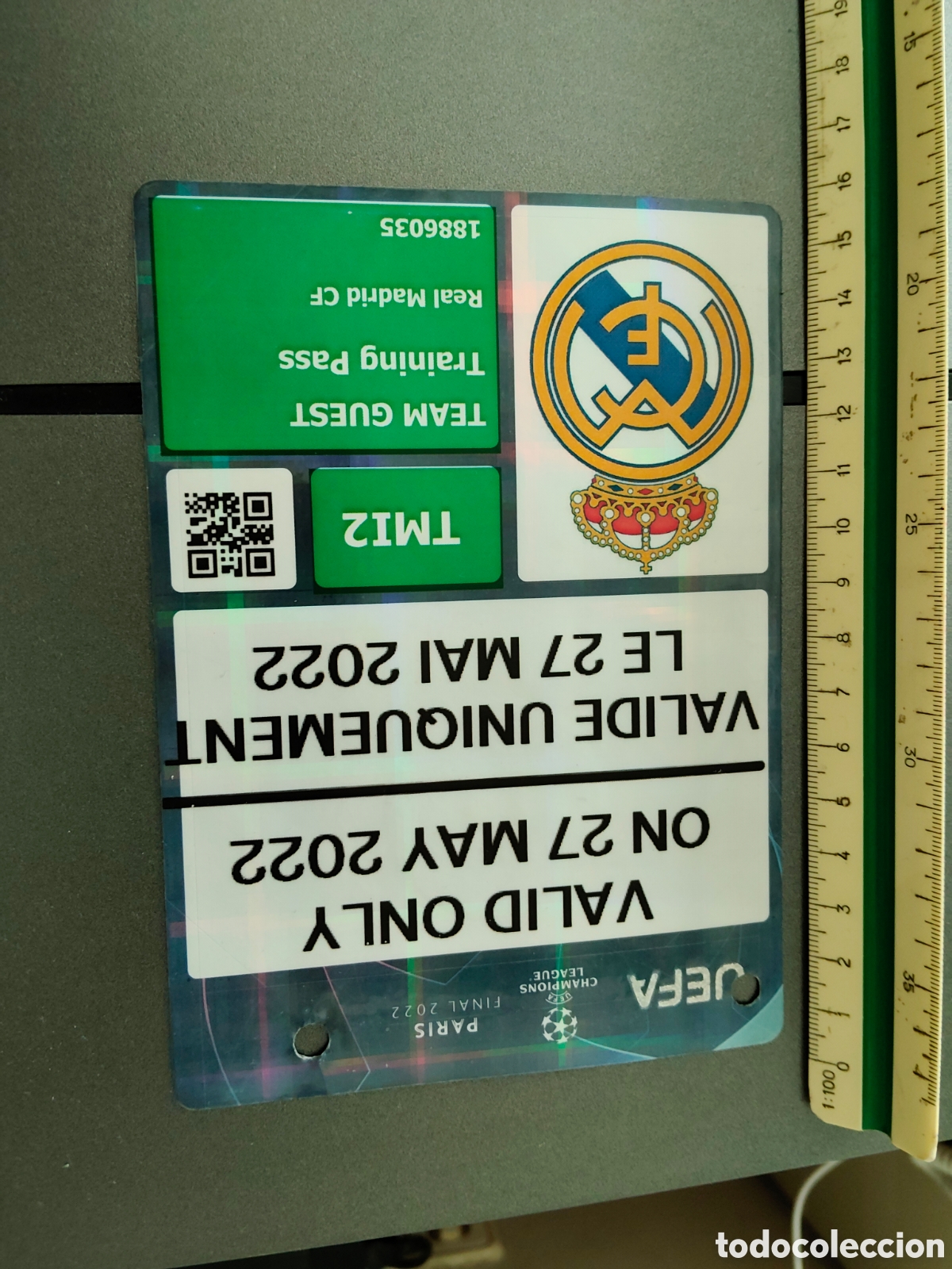 Coleccionismo deportivo: Ticket entrada a entrenamiento previo final Champions league futbol a&ntilde;o 2022 Real Madrid