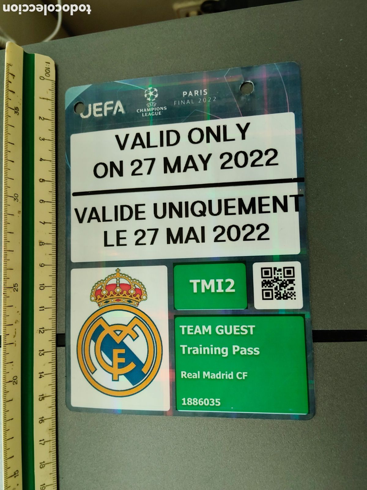 Coleccionismo deportivo: Ticket entrada a entrenamiento previo final Champions league futbol a&ntilde;o 2022 Real Madrid