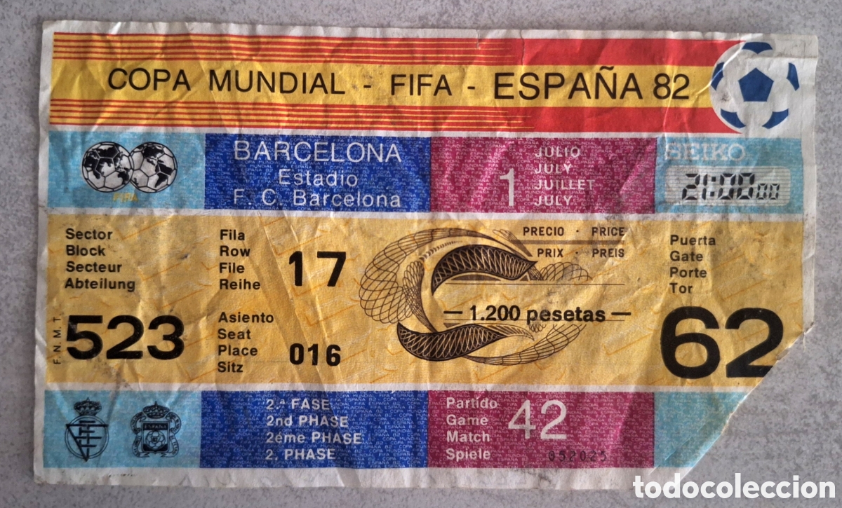 Coleccionismo deportivo: Entrada Belgica Union Sovi&eacute;tica Mundial 82
