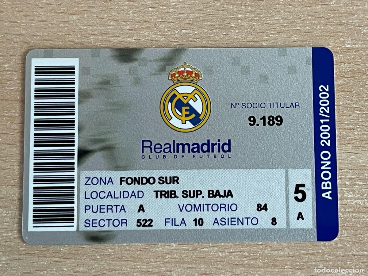 Coleccionismo deportivo: 6- REAL MADRID antiguo Abono de Socio N&ordm; 9.189 Fondo Sur Temporada 2001/2002 RM Santiago Bernab&eacute;u