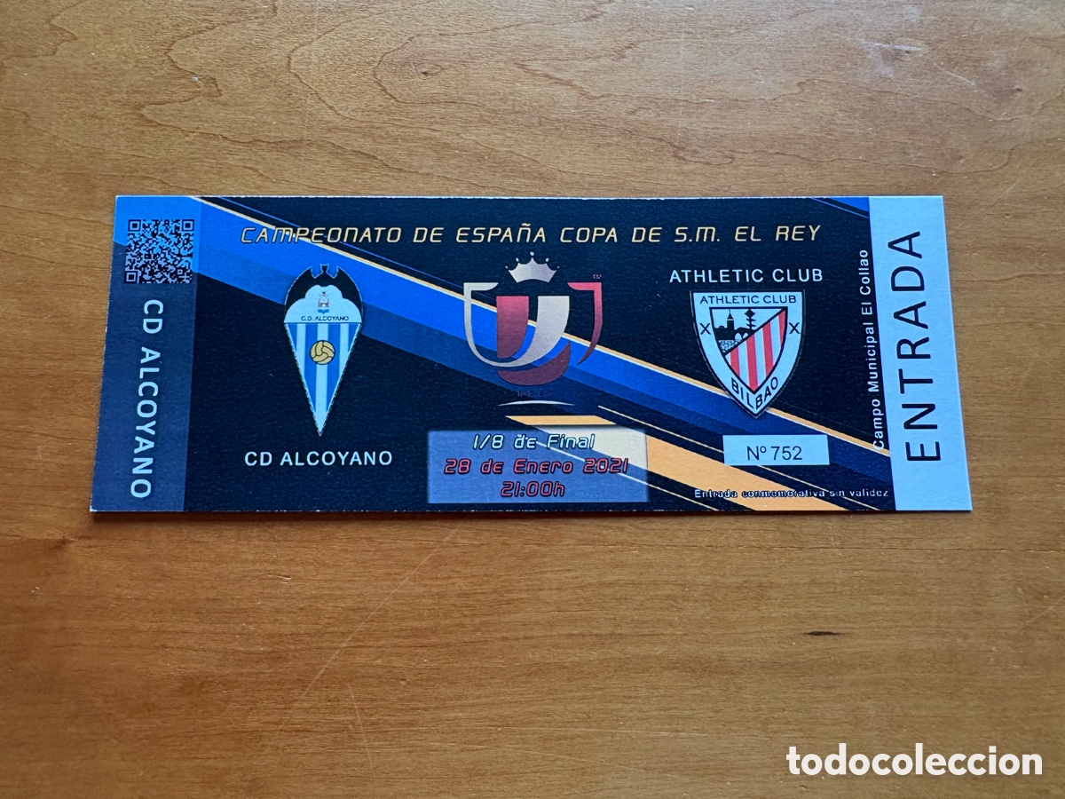 Coleccionismo deportivo: Entrada CD Alcoyano Athletic Bilbao Bilbao Copa 20-21
