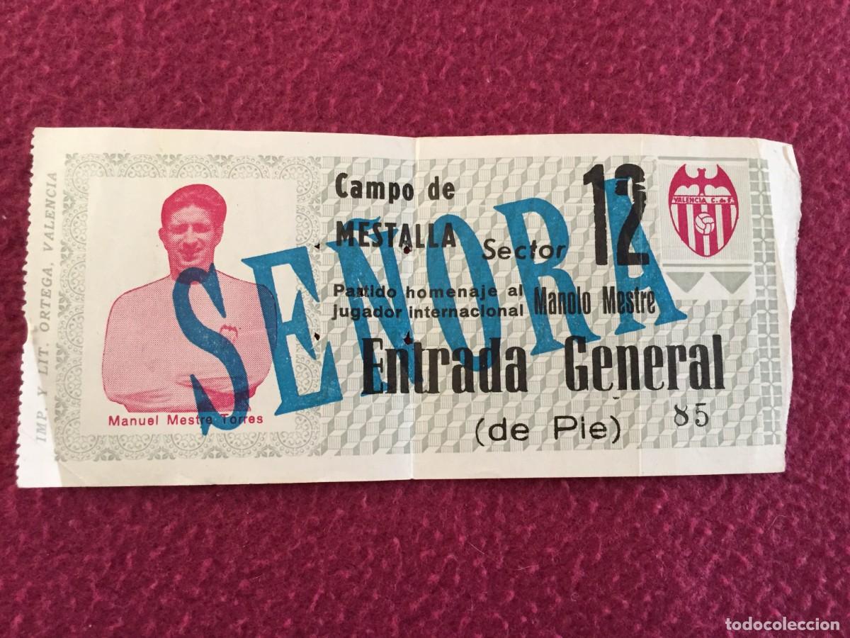 Coleccionismo deportivo: ENTRADA FUTBOL, VALENCIA CF PARTIDO HOMENAJE MANOLO MESTRE 1969 ,ORIGINAL