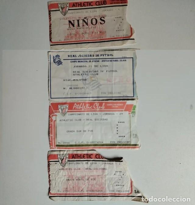 Coleccionismo deportivo: antiguas entradas de futbol Athletic y Real Sociedad, a&ntilde;os 80