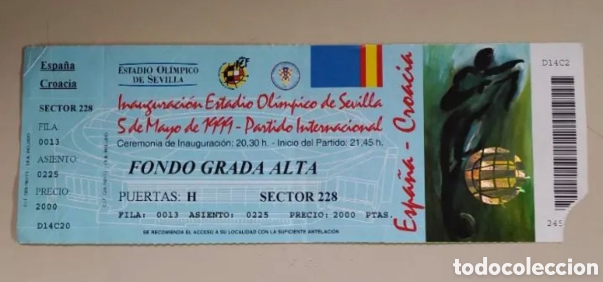 Coleccionismo deportivo: ESPA&Ntilde;A - CROACIA. INAGURACI&Oacute;N ESTADIO OLIMPICO DE SEVILLA.