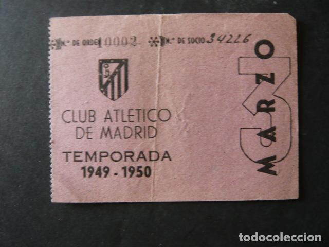 Coleccionismo deportivo: ATLETICO DE MADRID ENTRADA TEMPORADA 1949 1950 FUTBOL