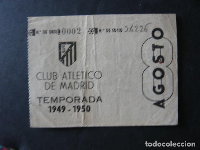 Coleccionismo deportivo: ATLETICO DE MADRID ENTRADA TEMPORADA 1949 1950 FUTBOL