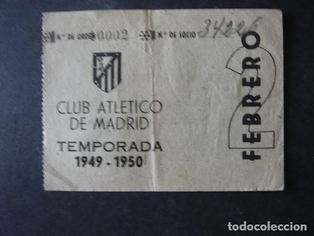 Coleccionismo deportivo: ATLETICO DE MADRID ENTRADA TEMPORADA 1949 1950 FUTBOL