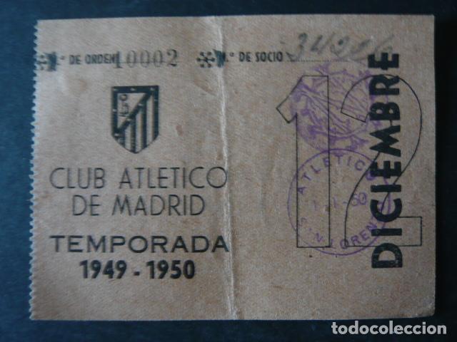 Collezionismo sportivo: ATLETICO DE MADRID ENTRADA TEMPORADA 1949 1950 FUTBOL