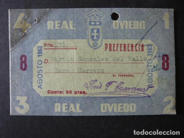 Sammelleidenschaft Sport: ENTRADA DE FUTBOL REAL OVIEDO AGOSTO 1963 PREFERENCIA