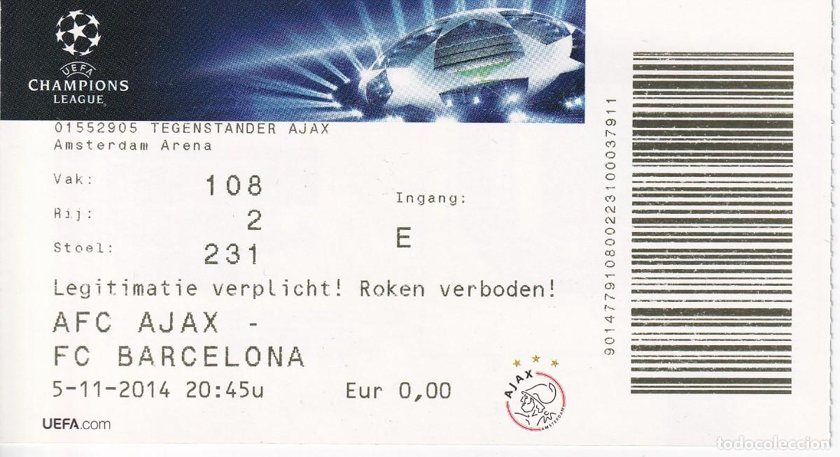 Sammelleidenschaft Sport: ENTRADA DE FUTBOL PARTIDO AJAX - FC. BARCELONA DE CHAMPIONS LEAGUE DEL 5/11/2014 (FOOTBALL)