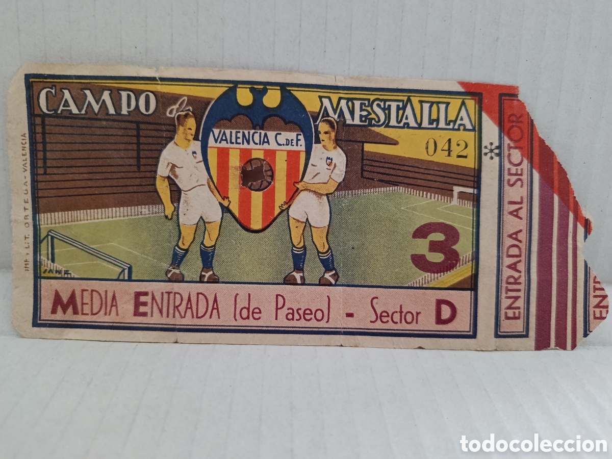 Coleccionismo deportivo: Antigua entrada de f&uacute;tbol valencia c f