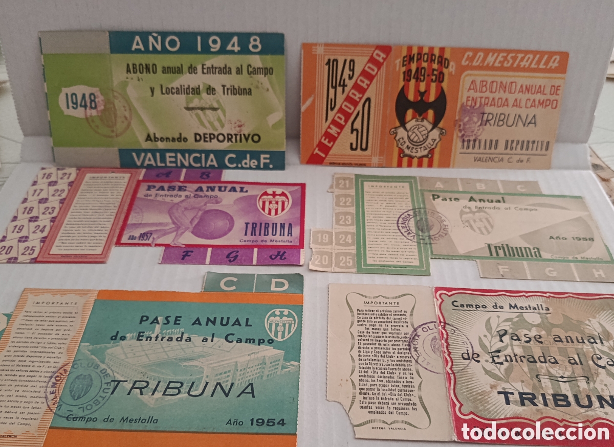 Coleccionismo deportivo: Lote de pase antigua campo de Mestalla