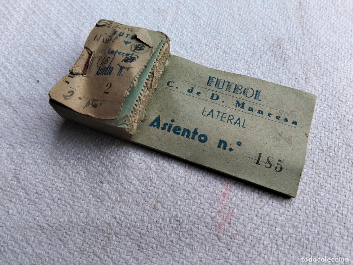 Coleccionismo deportivo: Billetes tiquets entradas de futbol club deportivo manresa lateral asiento fajo acabado