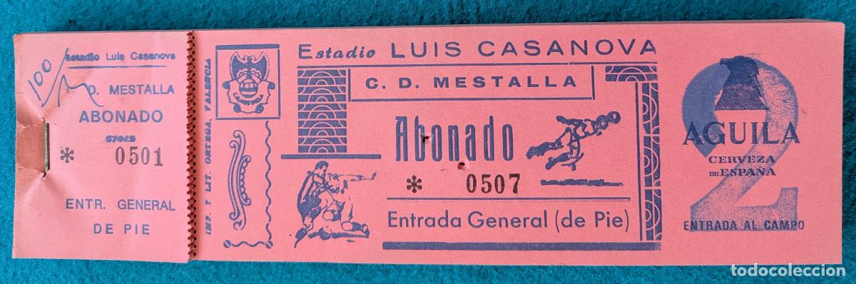 Coleccionismo deportivo: RW LOTE 90 ENTRADAS APROX FUTBOL ESTADIO LUIS CASANOVA MESTALLA PUBLICIDAD CERVEZA AGUILA EF47