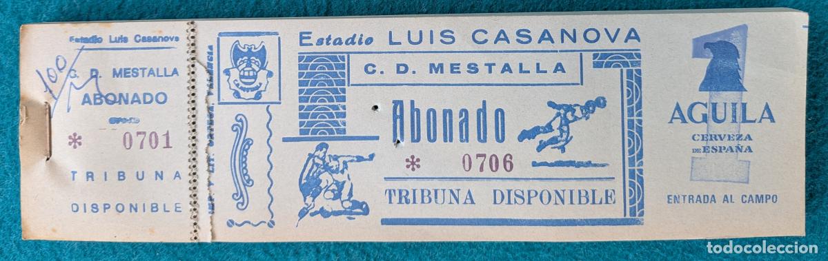 Coleccionismo deportivo: RW LOTE 90 ENTRADAS APROX FUTBOL ESTADIO LUIS CASANOVA MESTALLA PUBLICIDAD CERVEZA AGUILA EF45