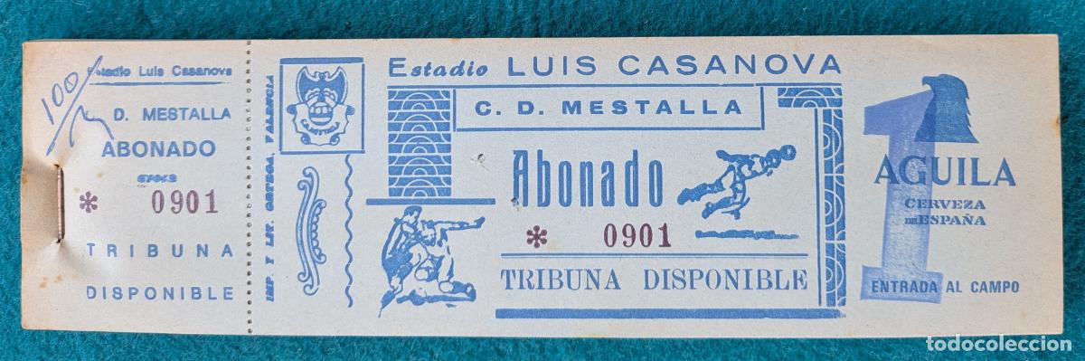 Coleccionismo deportivo: RW LOTE 95 ENTRADAS APROX FUTBOL ESTADIO LUIS CASANOVA MESTALLA PUBLICIDAD CERVEZA AGUILA EF46