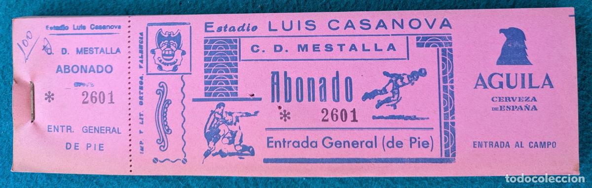 Coleccionismo deportivo: RW LOTE 95 ENTRADAS APROX FUTBOL ESTADIO LUIS CASANOVA MESTALLA PUBLICIDAD CERVEZA AGUILA EF49