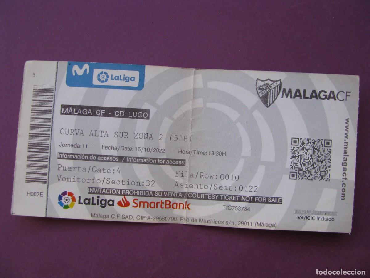 Coleccionismo deportivo: ENTRADA DE FUTBOL. MALAGA C.F. C.D. LUGO. 16 OCTUBRE 2022