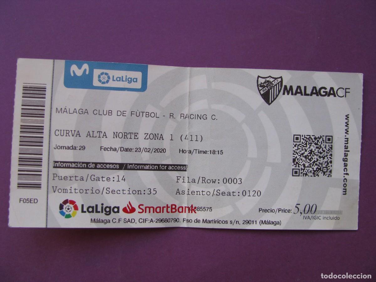 Coleccionismo deportivo: ENTRADA DE FUTBOL. MALAGA C.F. - R. RACING C. 23 FEBRERO 2020.