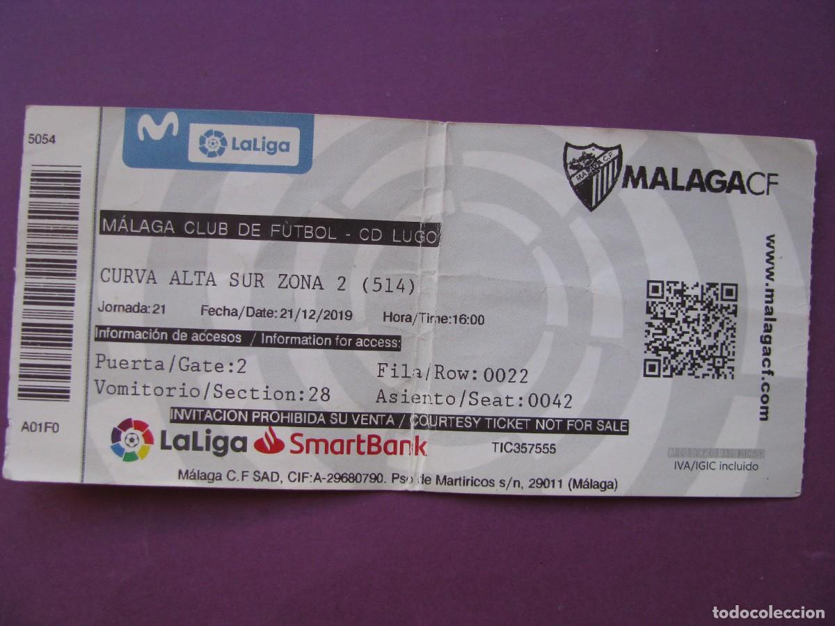 Coleccionismo deportivo: ENTRADA DE FUTBOL. MALAGA C.F. - C. D. LUGO. 21 DICIEMBRE 2019