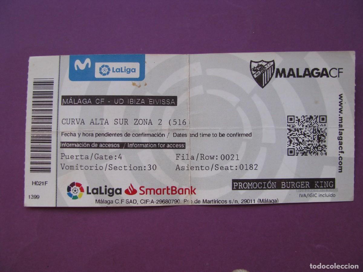 Coleccionismo deportivo: ENTRADA DE FUTBOL. MALAGA C.F. - U.D. IBIZA EIVISSA. A&Ntilde;O?