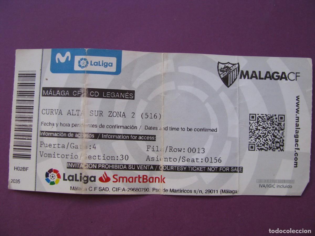 Coleccionismo deportivo: ENTRADA DE FUTBOL. MALAGA C.F. - C. D. LEGANES. A&Ntilde;O?