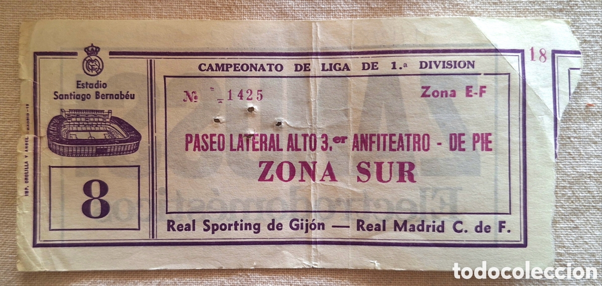 Coleccionismo deportivo: Entrada real Madrid Sporting de Gij&oacute;n 11/1283 1983