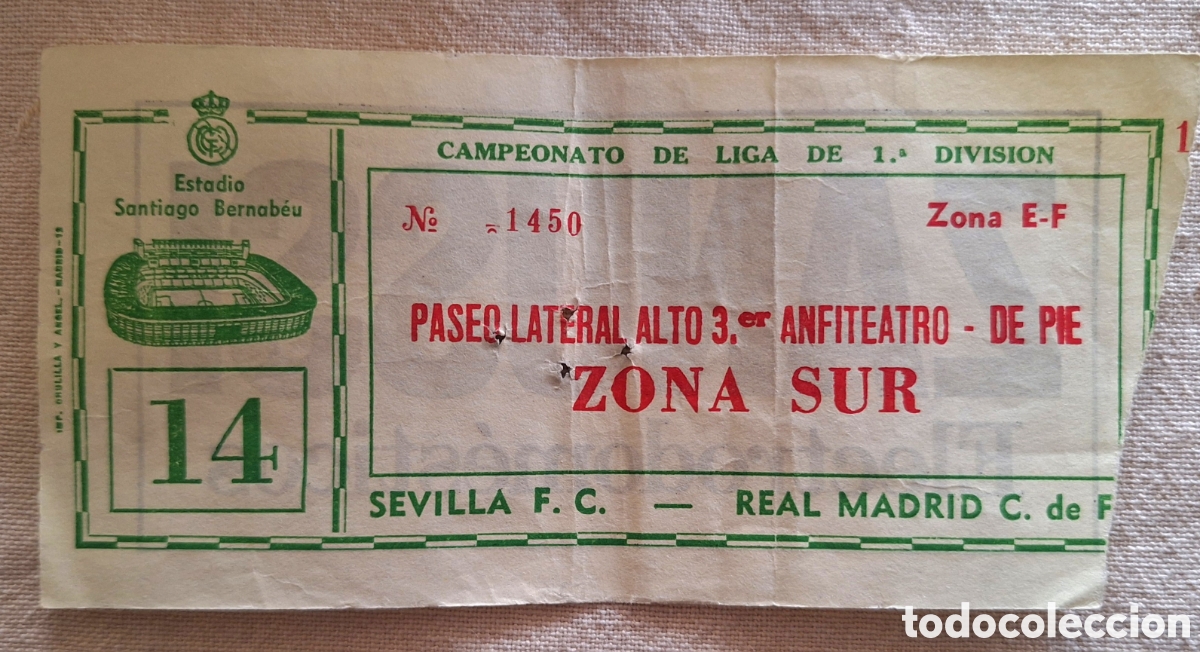 Coleccionismo deportivo: Entrada Real Madrid Sevilla 11/3/84 1984